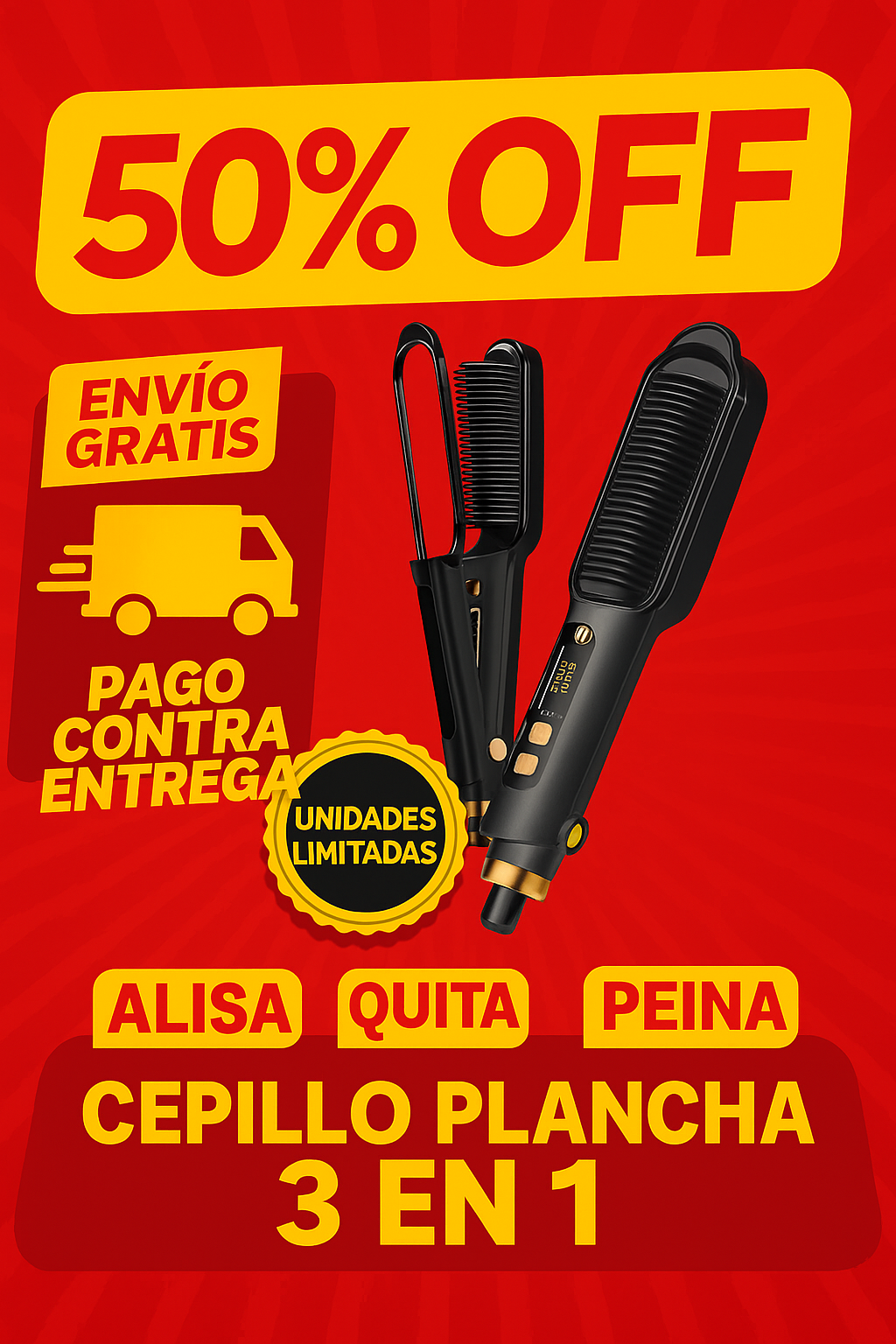 ✨ BEAUXMILE™ | Cepillo Alisador 3 en 1